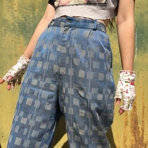 1970’s Deconstructed Plaid Blue Short Trousers~